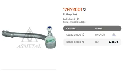 ASMETAL 17HY2001 Rot Basi I30 07->/Ceed 06->/Elantra 06->/Cerato 08-> Sag 3499701