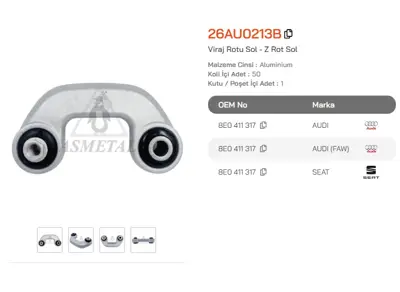 ASMETAL 26AU0213B Z Rot A4 01-> Ön Sol (Viraj Aski Rotu) 