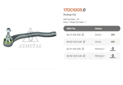 ASMETAL 17DC1005 Rot Basi Duster 10-> Sol 3578001 JTE1194