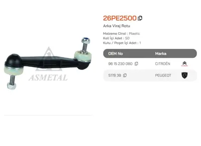 ASMETAL 26PE2500 Z Rot P406 97-04 Arka (Kisa-Plastik) 2452903