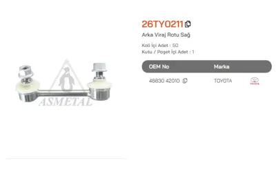 ASMETAL 26TY0211 Z Rot Rav 4 00-05/Chery Tiggo Arka Sag 