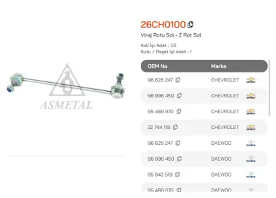 ASMETAL 26CH0100 Z Rot Captiva/Antara 06-> Ön Sol 28671 3345702 6160600013 89928671 G71304 JTS578 L10624 TC1987