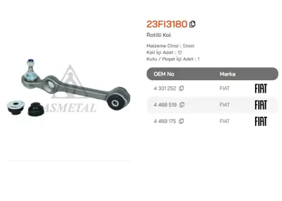 ASMETAL 23FI3180 Rotilli Kol Dks 139 2508301 TC177