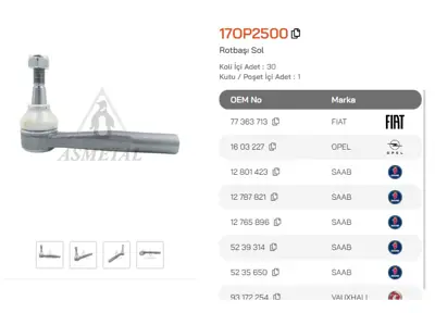 ASMETAL 17OP2500 Rot Basi Vectra C 03->/Signum 03->/Croma 05->/Saab 9-3 02-> Sol 2532302 JTE1009