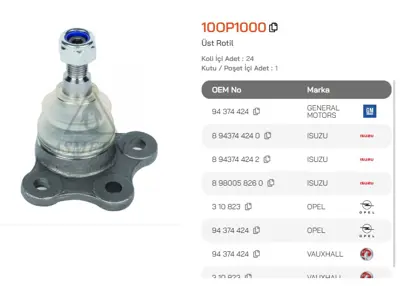 ASMETAL 10OP1000 Ust Rotil D-Max 02->/Trooper 87->/Frontera 92-> 4x4 Sag-Sol 26125 3440201 40926125 G3914 L24541 TC945