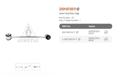 ASMETAL 26MR1811 Z Rot Mercedes C-Seri W205/E-Seri W213 Arka Sag 
