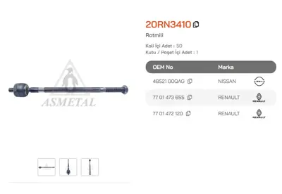 ASMETAL 20RN3410 Rot Mili Kangoo 97-> (Smi H.D.) (317mm-Ince Dis) 2671101 JAR950