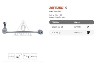 ASMETAL 26PE2501 Z Rot P406 95-04 Arka 11160100002 18985 2472602 62918985 G7685 JTS465 L28608 TC2009