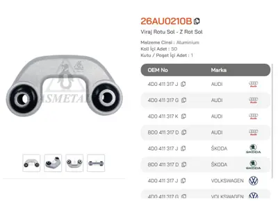 ASMETAL 26AU0210B Z Rot Passat 97->/Super B 01->/A4 94->/A6 97-> Sol 