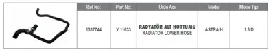 YTT 11633 Radyator Hortumu Alt Astra H 1.3 Cdti 