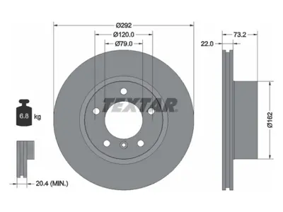 TEXTAR 92132803 Fren Diski E87 E90 Ön Havali 118-120i-D 316>320i 318d 