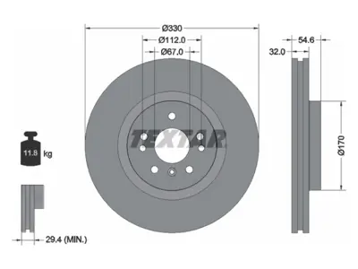 TEXTAR 92150603 Fren Diski W164 W251 Ön Havali 4-Matic 280>500 