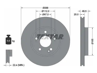 TEXTAR 92105903 Fren Diski W202 W203 W210 Ön Havali C200>280 E200>300 