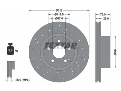 TEXTAR 92099303 Fren Diski W220 Ön Havali 280>500 