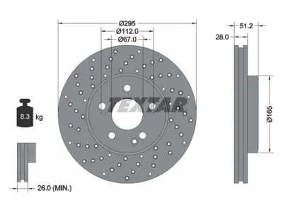 TEXTAR 92257503 Fren Diski W176 W246 X156 C117 Ön Havali -Sport- 