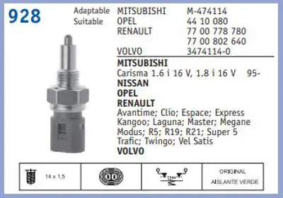 İthal ANG928 Geri Vıtes Musuru Renault 19 1239149 225764 46410523 46803488 47588520 591881 591887 60806108 60810259 60811423