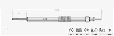 MGA 10132 Kızdırma Bujısı 11v Ssangyong  Actyon Kyron Rexton Rodıus 2.7 Xdı 11 V 1005822 1020988 KTBWP142B2 96FF6K254DB XS6Q6K288BB 88FX8591A1C 6686136 96FX8591AA 1657013 SK1078AQ1