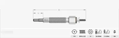 MGA 10149 Kızdırma Bujısı 11v Nıssan  Terrrano 2.7 Tdı  D21 D22 11 V 7700799066 21652445 EM2176 1780 FSK6271 F85125 EMS8332 270785 BSK6271 10149