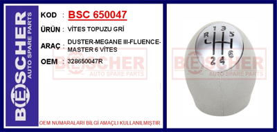 BESCHER 650047 Vıtes Topuzu Bej 6 Ilerı Megane Iıı Fluence Scenıc 328650047R 25616 325615B 328650024 328650005R 25618 328650024R 25617 770539 30720