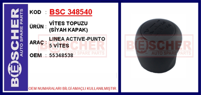 BESCHER 348540 Vıtes Topuzu Lınea Actıve Punto (Sıyah Kapak) 5 Vıtes 55348538 325632B 65036 770549 T465035 325632 65035 30730 T465036 770550