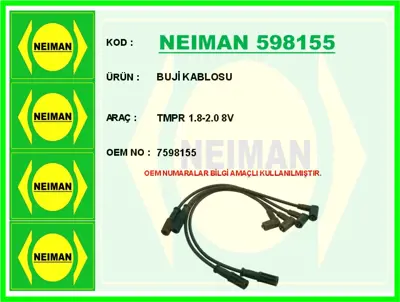 NEIMAN NEIMAN 598155 Buji-Bobin Kablosu Tempra Tipo 1.8 2.0 90>96 7598155