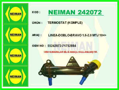 NEIMAN 242072 Termostat Komple Fıat Lınea Doblo Bravo 1.6 2.0 Mtj 10> 5524207271752884 55242072 71752884
