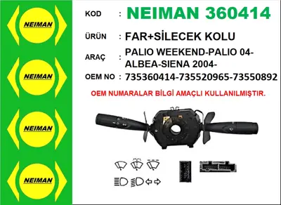 NEIMAN NEIMAN 360414 Far+Silecek Kolu F.Palıo Weekend-Palıo 04-Albea-Sıena 2004- 735360414 461800665 430668 735508924 231035 21031035 WG1963555 60082303OEM 38SKV527 60082303