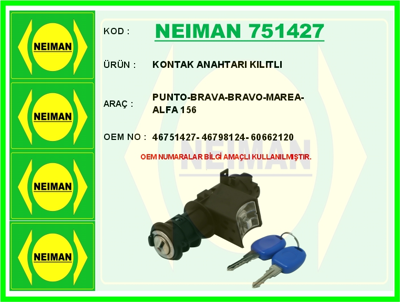 NEIMAN 751427 Kontak Anahtarı Fıat Marea Brava Bravo 7 Fıs Ince Soket 21217526267 21217527666 7526267 7527666