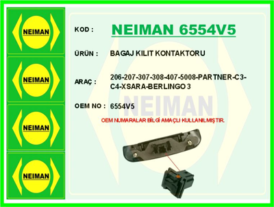 NEIMAN 6554V5 Bagaj Kılıt Kontaktoru 206-207-307-308-407-5008-Partner-C3-C4-Xsara-Berlıngo 3 6554V5 H206007 206007 462270040 EZCCT009