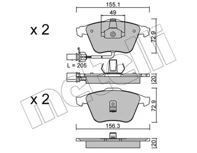 METELLI 22-0549-0 On Fren Balatasi-Kablolu-  Audi A6 02-05 4B0698151AD