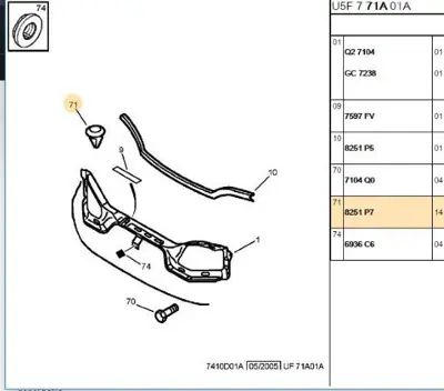 PSA 8251.P7 Ön Panel Üst Agrafı 8251P7