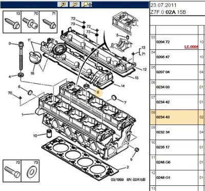 PSA 0234.43 Silindir Kapak Tapası 0234.43