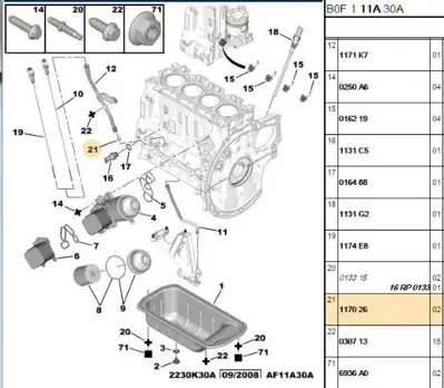PSA 1170.26 Yağ Boru Conta 117026