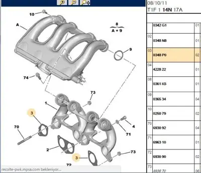 PSA 0348.P0 Manıfold Conta 0348.P0