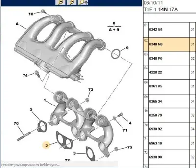 PSA 0348.N8 Manıfold Conta 0348.N8