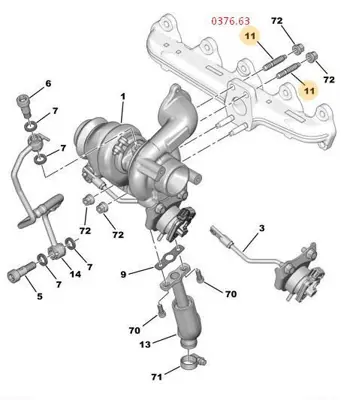 PSA 0376.63 Egzoz Manıfold Saplaması 0376.63
