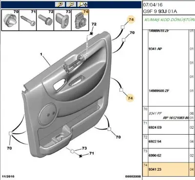 PSA 9341.23 Kapı Döşeme Klipsi 934123