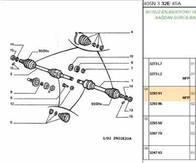 PSA 3293.91 Aks Körük 329391 329380 3293.80 3293.91