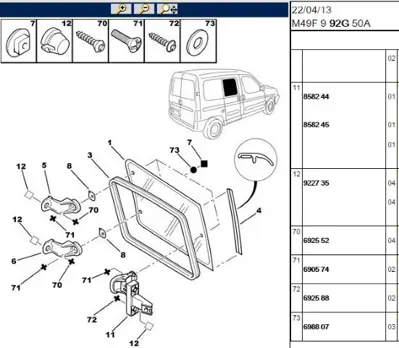 PSA 9227.35 Orta Kapı Cam Klipsi 922735
