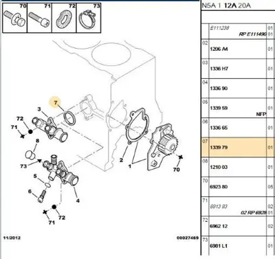 PSA 1339.79 Su Gırıs Kollektör Contas 133979 1336J7 1336H7 1336J6 9618664080