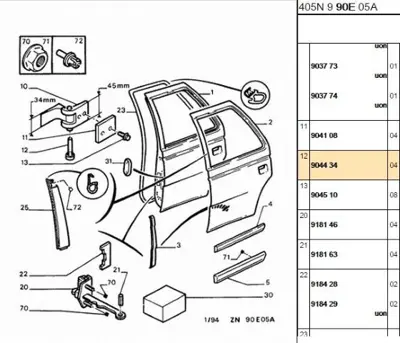PSA 9044.34 Kapı Menteşe Pımı 904434