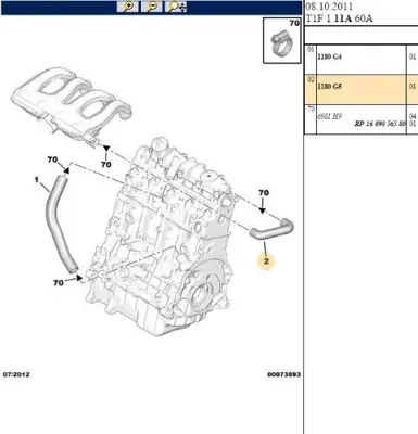 PSA 1180.G5 Yağ Buharı Borusu Dw8 1180G5
