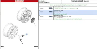 PSA 5421.54 Jant Göbek 13370463 13390033 542154 542168 542180 542199 13275927 13275929 13275930 13275931