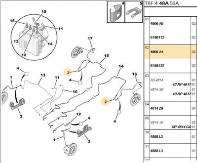 PSA 4806.A1 Arka Fren Hortumu 4806C0 4806A1 E168137 1623257180 4806A0 E168112 4806A01 4814Z9