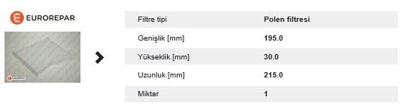 EUROREPAR 1610583280 Kabin Filitresi 1610583280
