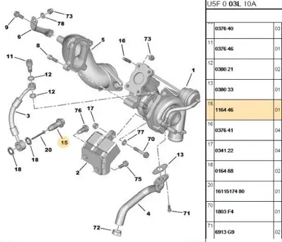 PSA 1164.46 Turbo Emıs Boru Vıdası 116446 16488