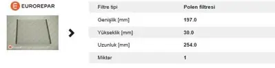 EUROREPAR 1610617180 Polen Filitresi 6447FF 9632012680 PA1905 6447LN 647940 9651933980 6444FF 9632013680 1610617180 E146067