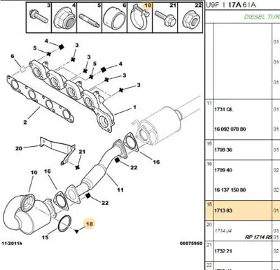 PSA 1713.83 Egzoz Kelepçesı 55209165 850944 171383 934990 51825796 1347964080