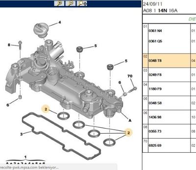 PSA 0348.T8 Emme Manıfold Orıng 2S6Q 6L004 AA 0348.T8 0348.T8