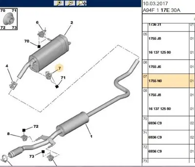 PSA 1755.N0 Somun 1755N0 1755N1 1755Q1 1755NO 1755J8 1755J7 1755J4 3637640